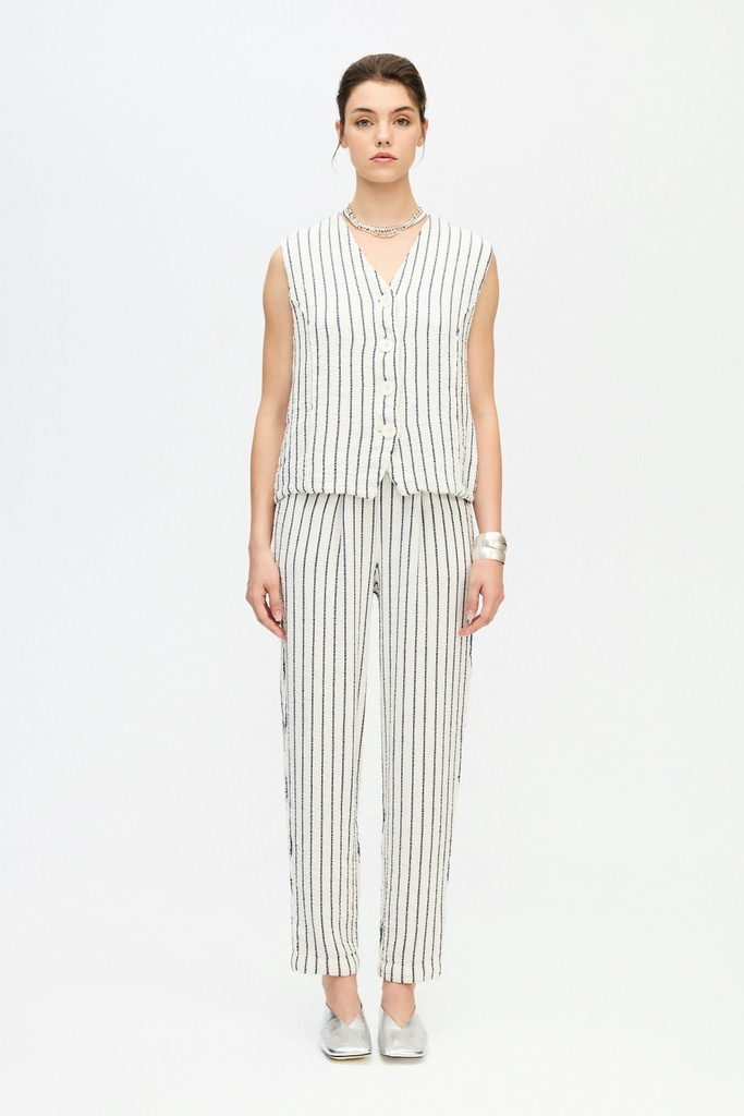 IKIKIZ- STRIPED TEXTURED WAISTCOAT