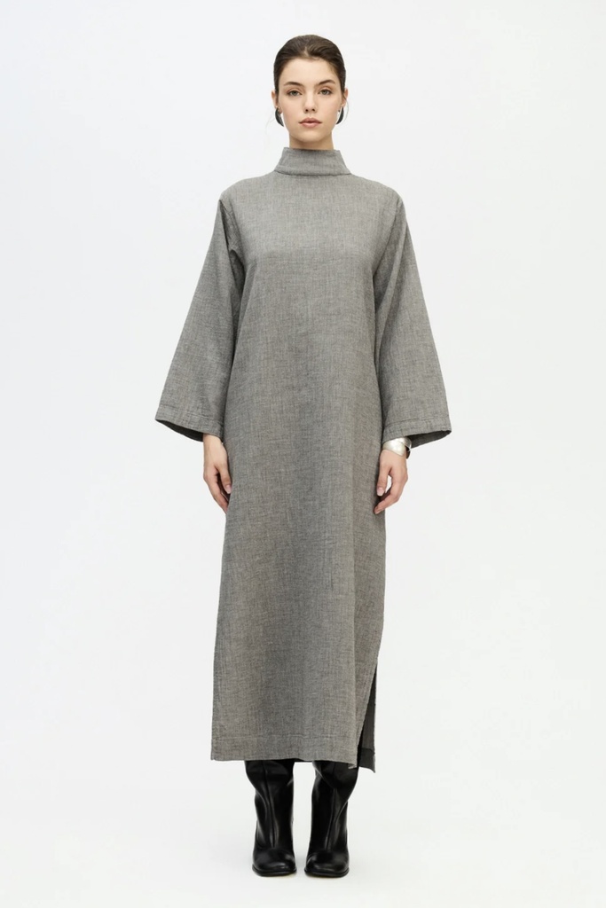 IKIKIZ- GREY HIGH NECK DRESS