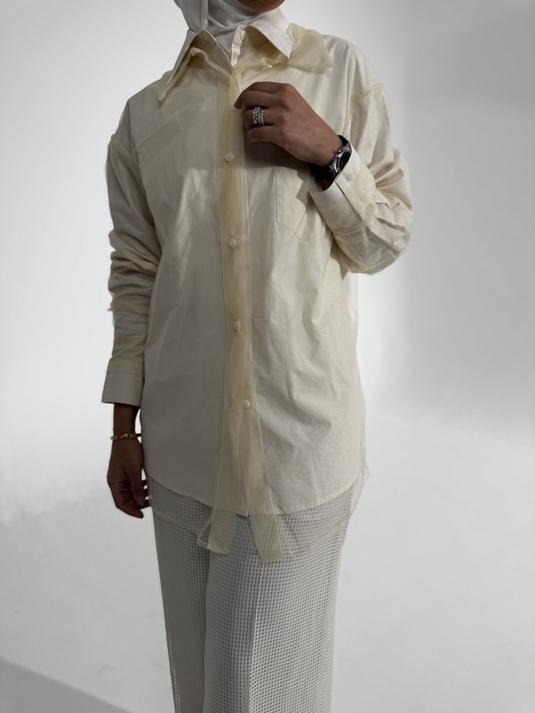 01-BUTTER MESH SHIRT