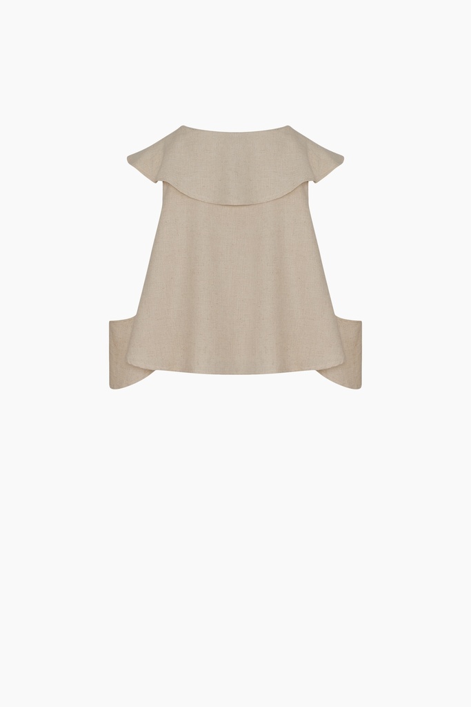 TU-NATURAL LINEN FRILLED BLOUSE