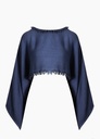 TU-LINEN NAVY CROP BLOUSE