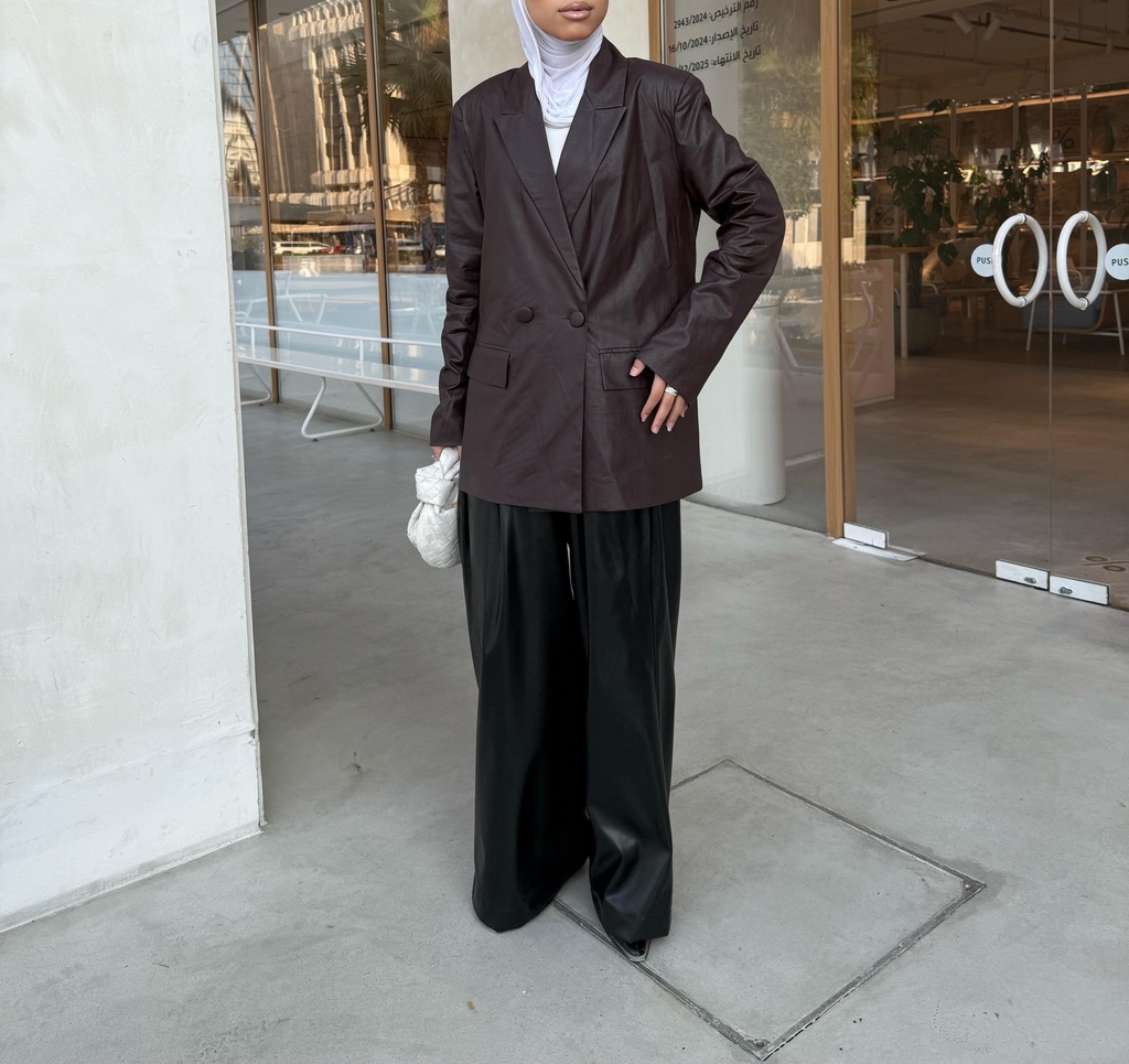 FW-14-BROWN LEATHER BLAZER