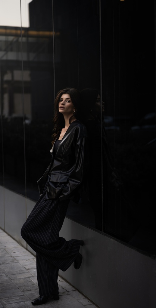 FW-29-BLACK LEATHER BLAZER