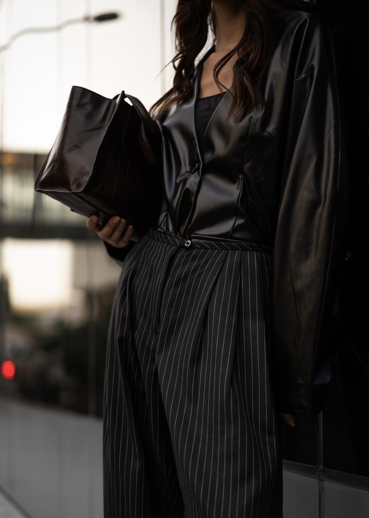 FW-29-BLACK LEATHER BLAZER