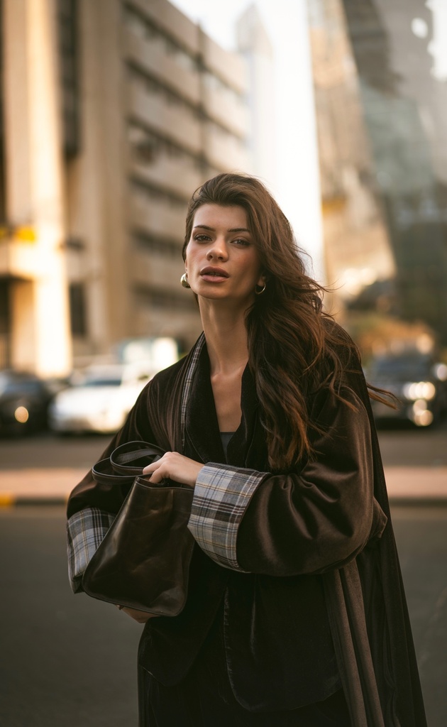 CHECKERED BROWN BISHT