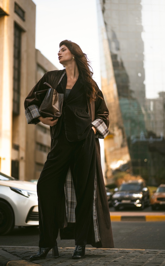 CHECKERED BROWN BISHT