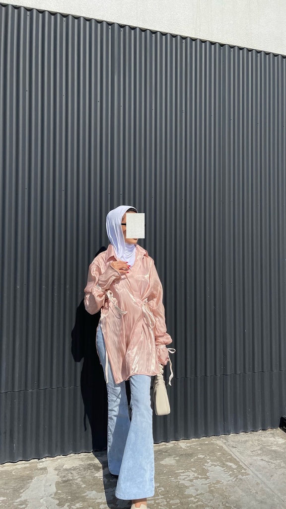 CROSS POWDER SATIN SHIRT