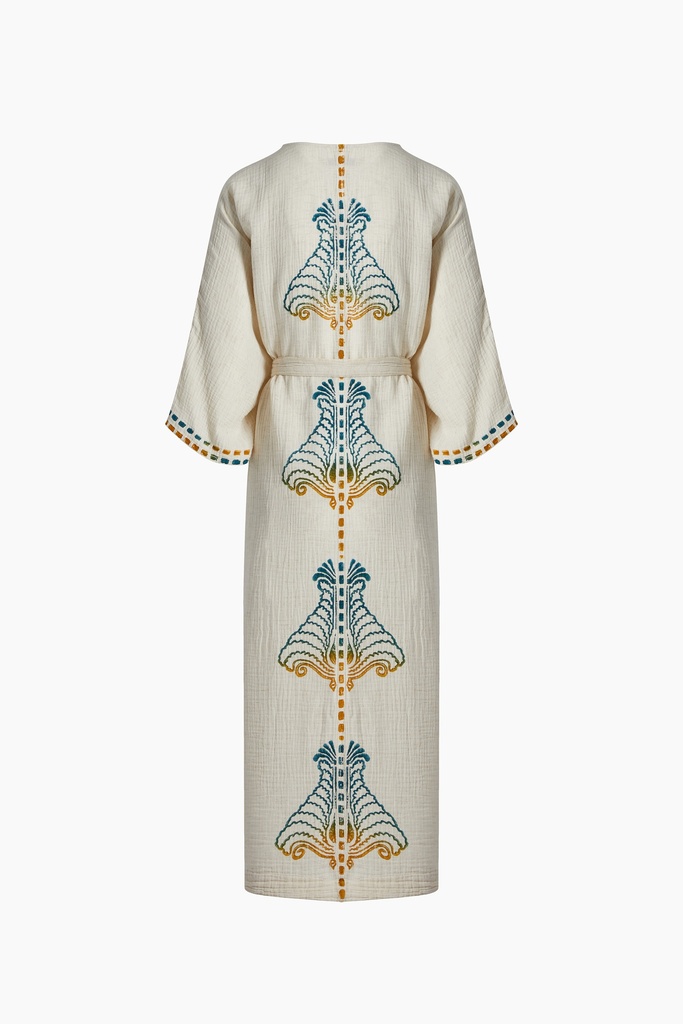 TU-CRINKLE BLUE YELLOW KIMONO