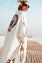 TU-CRINKLE BROWN PRINTED KIMONO