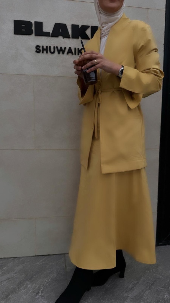 01-PLAIN SKIRT (S, MUSTARD)