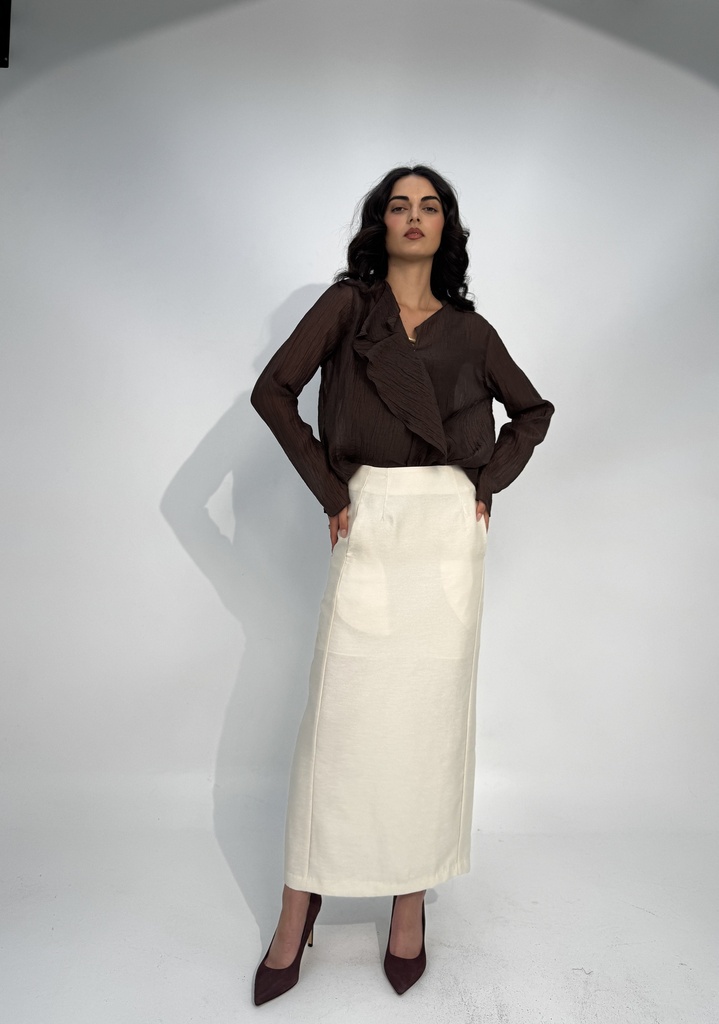 06-RUFFLED V-NECK SHIRT