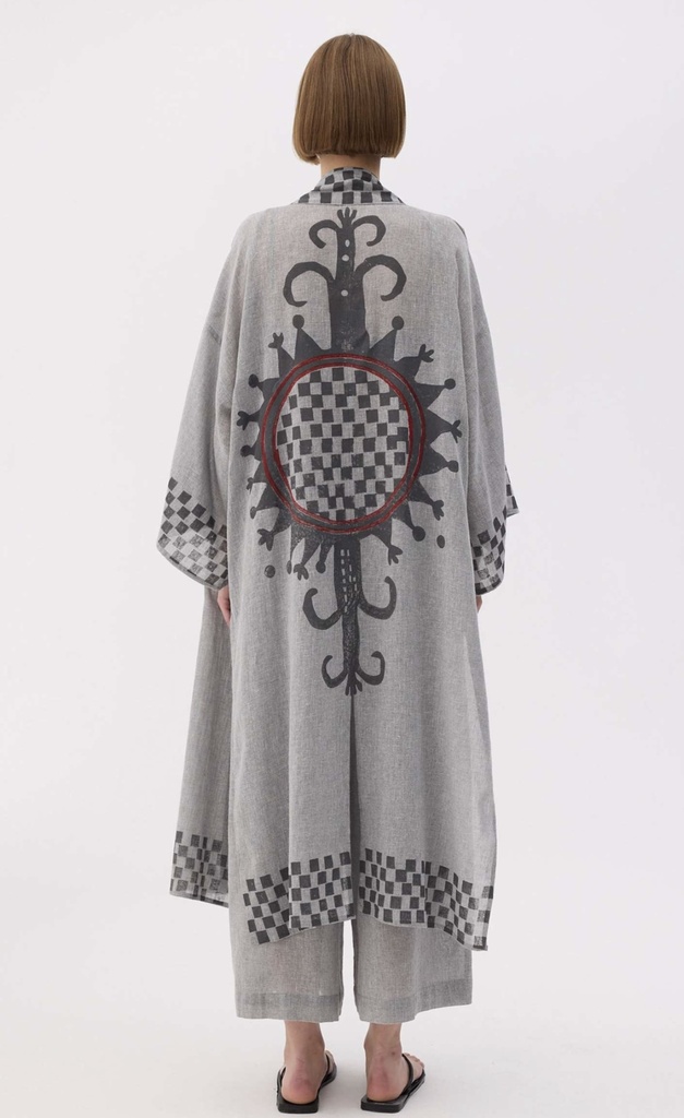 TU-GREY CHECKERED KIMONO