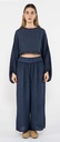 TU-LINEN NAVY CROP BLOUSE