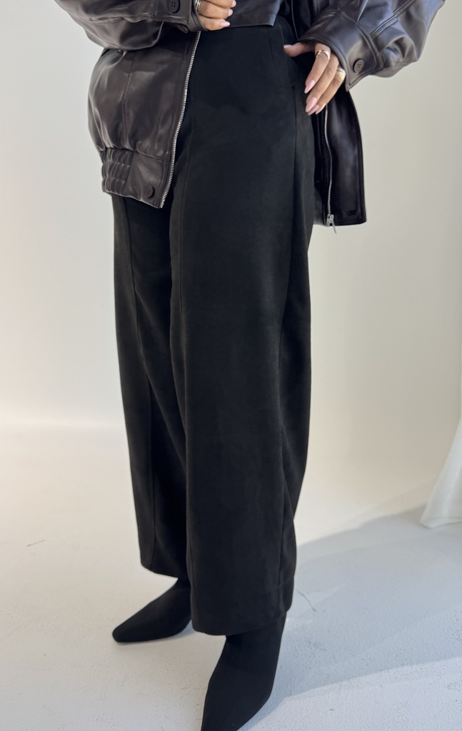 FW-04-BARREL SUEDE PANTS (S, BLACK SUEDE)