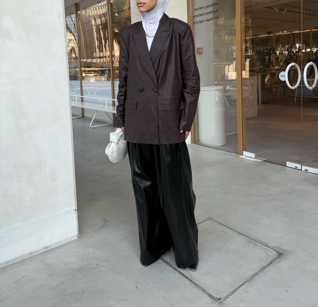 FW-14-BROWN LEATHER BLAZER