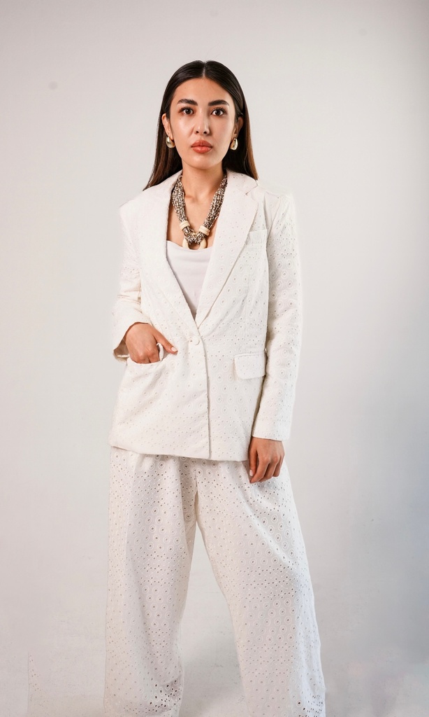 S26-28 LACE BLAZER (S, WHITE)