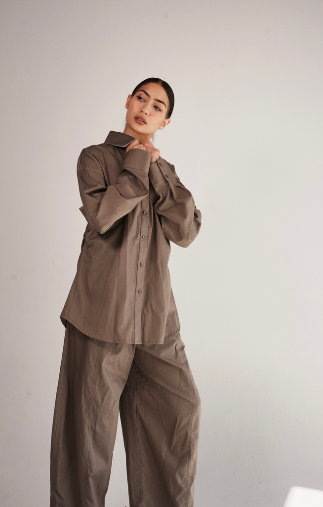 S26-06 BUTTON PANTS (S, BEIGE)