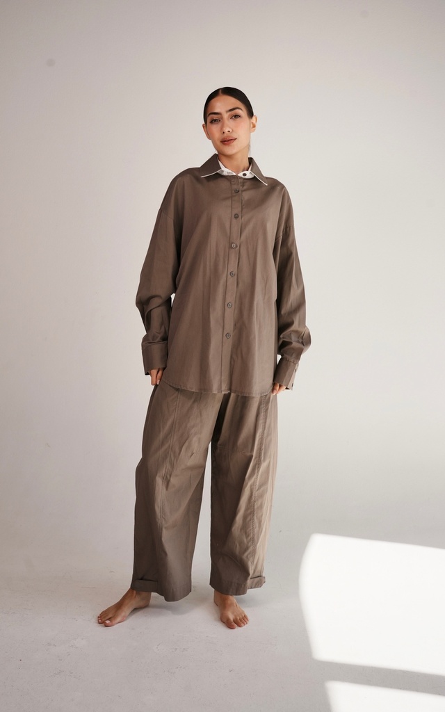 S26-06 BUTTON SHIRT (S, BEIGE)