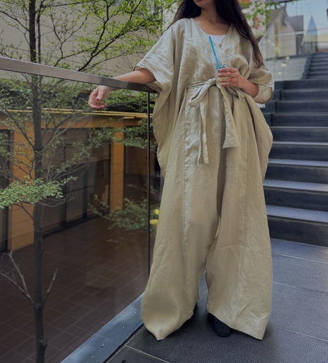 FITTED LINEN JUMPSUIT