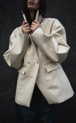 FW-37 CREAM LEATHER BLAZER